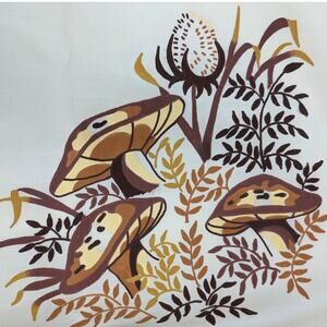 PSYCHEDELIC MUSHROOM TABLECLOTH Vintage 1970's Hand Painted Retro Kitchen Decor
